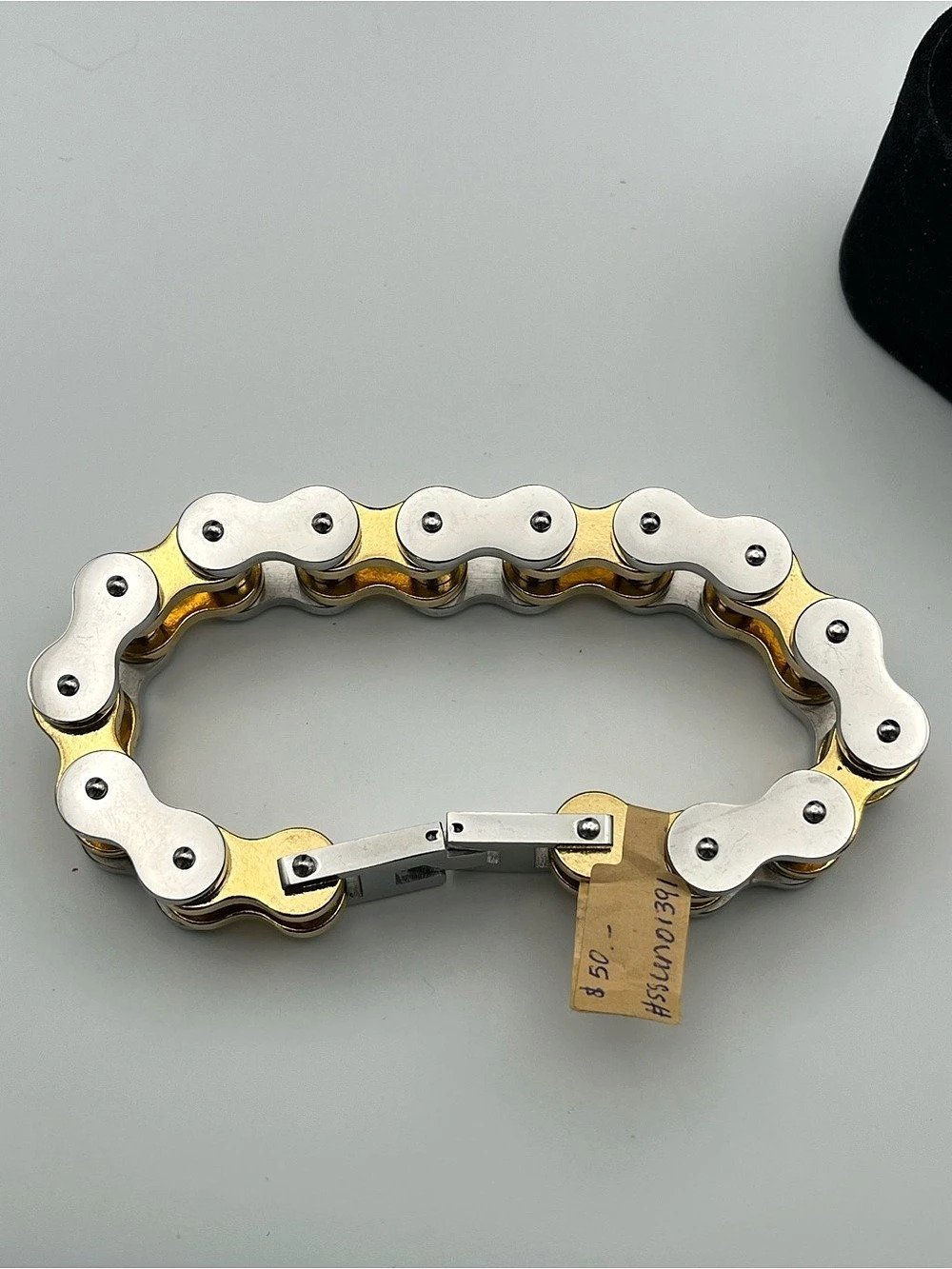 9 1:2”, Stainless SteelTwo-Tone Motorcycle Link Bracelet